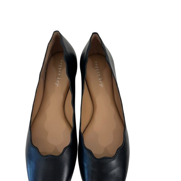 Copper Key Women Black Smooth Lovely Leather Scalloped Ballet Flats Size 8 - Picture 16 of 16